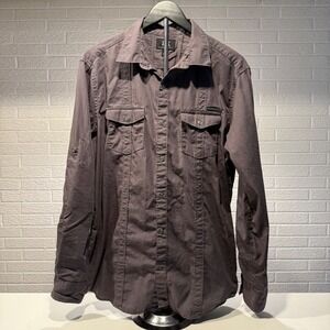 Rock & Republic Mens Long‎ Sleeve Button Up Shirt Utility Gray